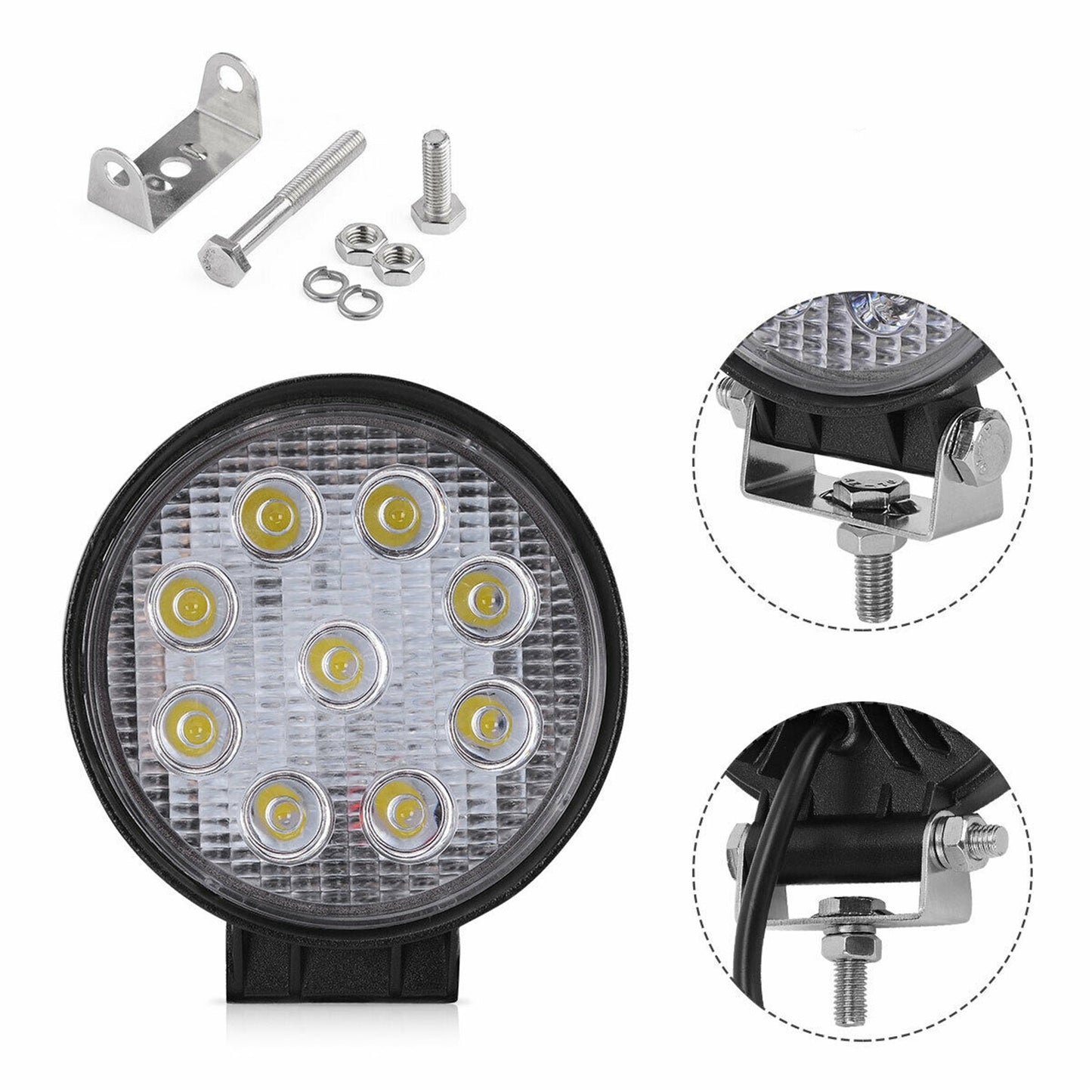 20x 4inch 27W Round LED Work Lights Pod SPOT Beam Offroad Fog Driving Light 12V Fit for Off Road Vehicles SUV Trucks UTE ATV Engineering Vehicles