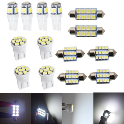 14X White LED Light Interior Package Kit Fit for T10 & 31mm Map Dome + License Plate