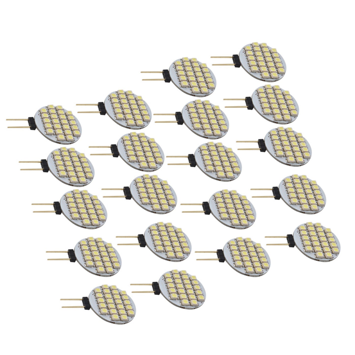 20 PCS Pure White G4 Base 3528 24-SMD Disc Shape Side Pin LED DC 12V for Home Reading Auto Car RV Camper Marine Boat Crystal Light Bulbs