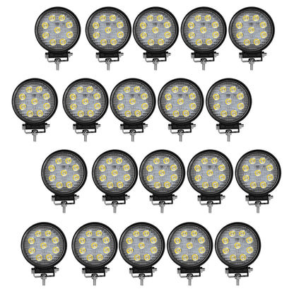 20x 4inch 27W Round LED Work Lights Pod SPOT Beam Offroad Fog Driving Light 12V Fit for Off Road Vehicles SUV Trucks UTE ATV Engineering Vehicles