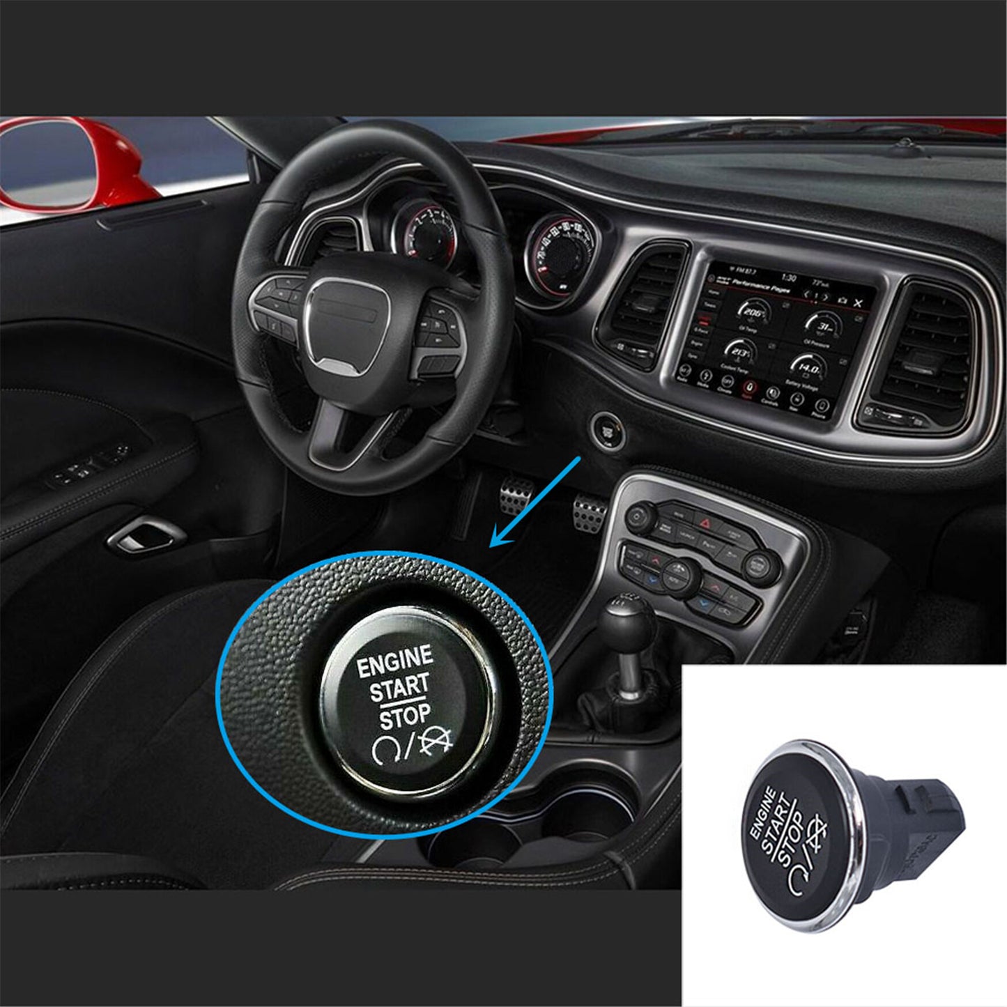 LABLT Keyless Go Push To Start Stop Engine Dash Ignition Button Switch Replacement for Dodge Challenger Durango Grand Caravan Chrysler Town & Country Jeep Commander Grand Cherokee 1FU931X9AC