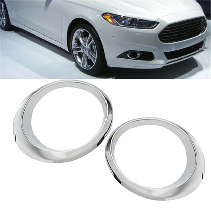 RH Passenger Side LH Driver Side Chrome Fog Light Cover Grille Bezel Trim Ring Replacement for Ford Fusion Mondeo 2013-2016