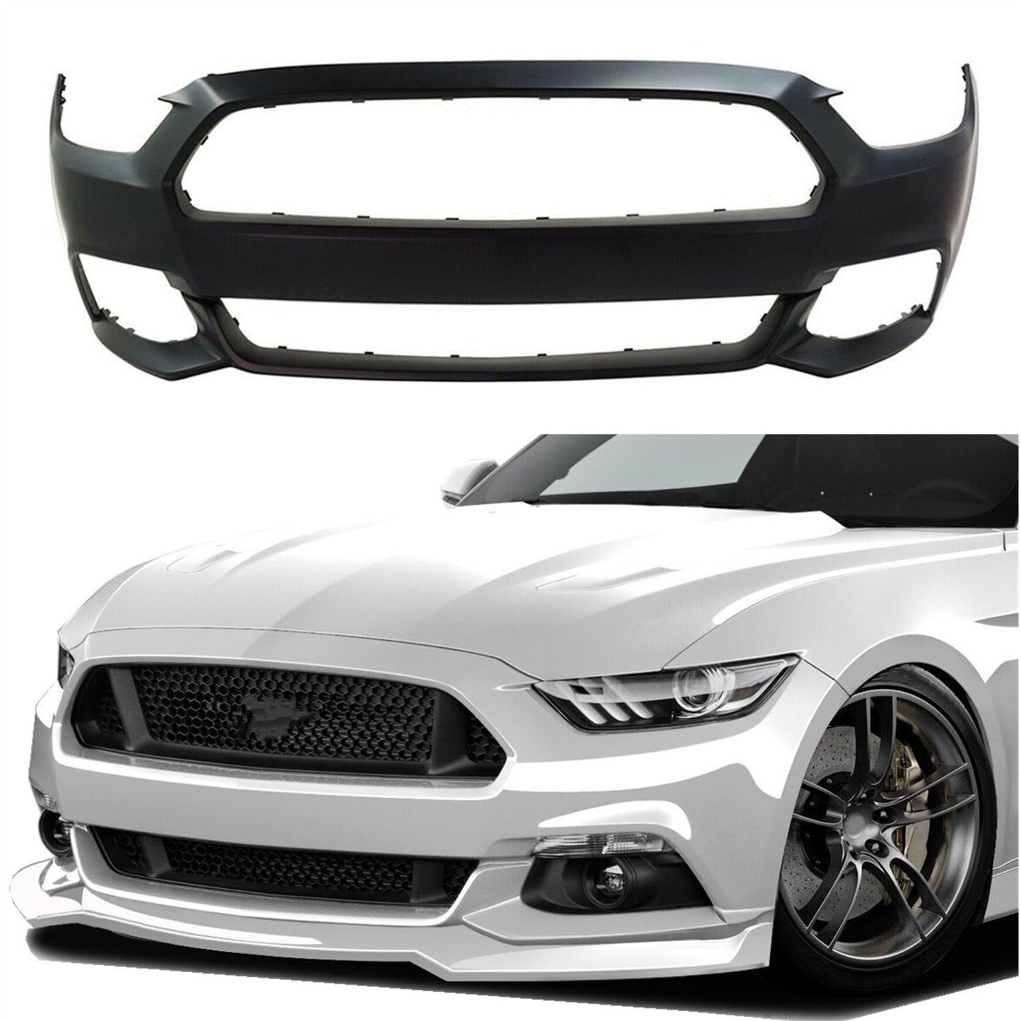 LABLT Front Bumper Cover Primed Replacement for Ford Mustang 2015 2016 2017 Except Shelby Model without Parking Aid Sensor Holes FR3Z17D957AAPTM FO1000704