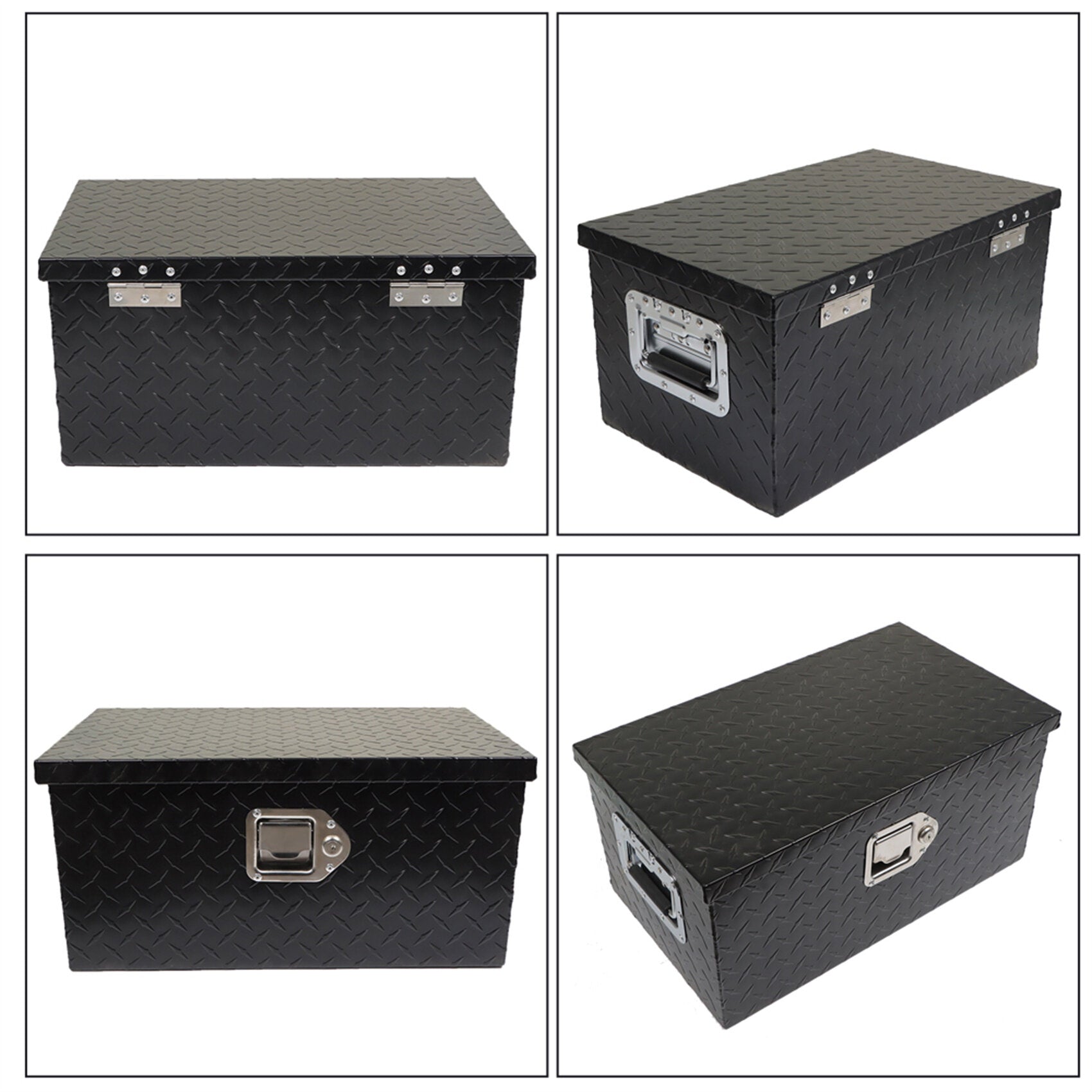 LABLT 20 Inch Black Aluminum Diamond Plate Tool Box Organizer With Lo ...