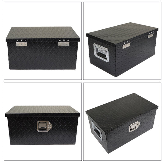 LABLT 20 Inch Black Aluminum Diamond Plate Tool Box Organizer With Lock Key