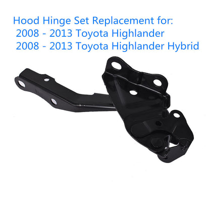 LABLT 2 Pcs Set Black Front Hood Hinge Steel Replacement for Toyota Highlander 2008 2009 2010 2011 2012 2013 TO1236184 TO123618