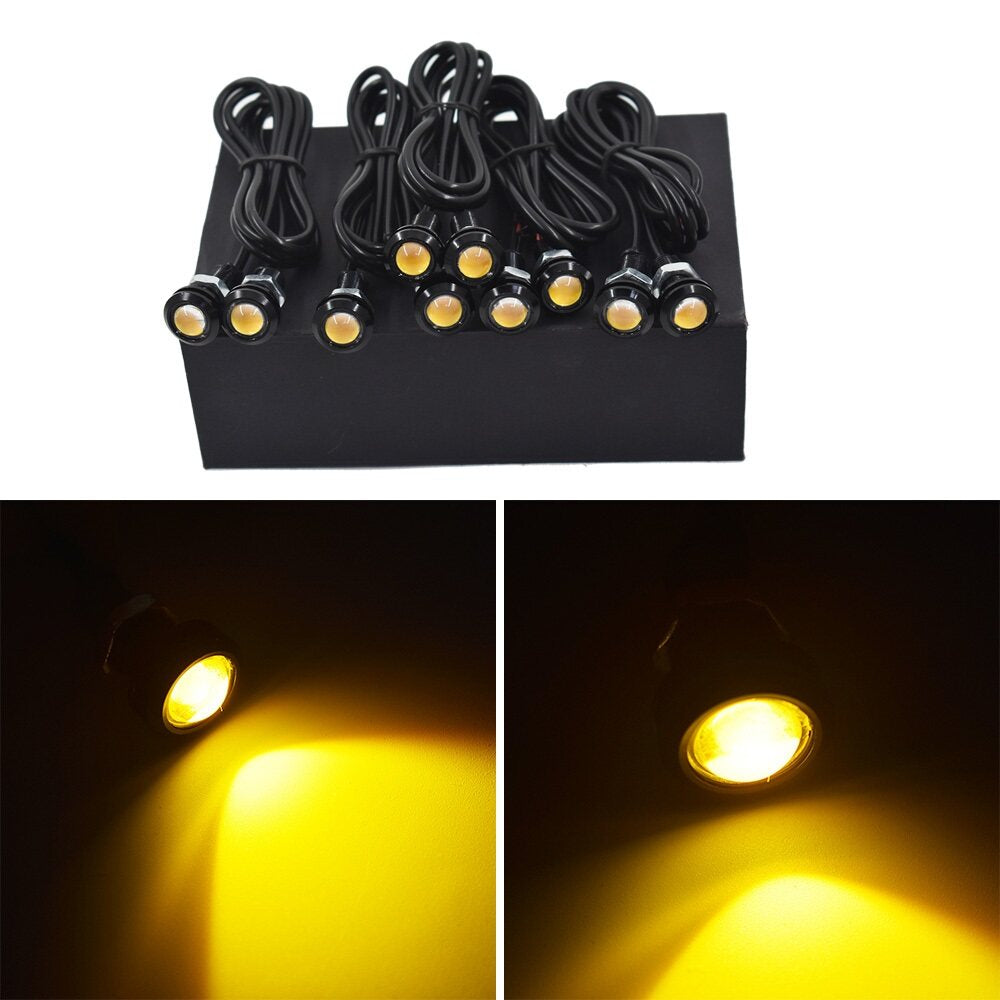 10X Amber Yellow 18mm Eagle Eye 9W LED Fog DRL Reverse Backup Light Car Motor