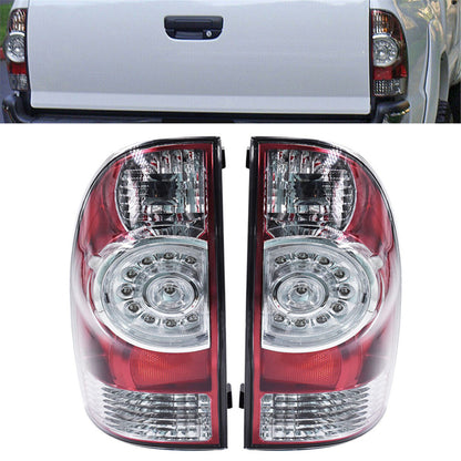 Tail Light Replacement for 2005-2015 Toyota Tacoma Base X-Runner Red Clear LED Rear Tail Brake Lights