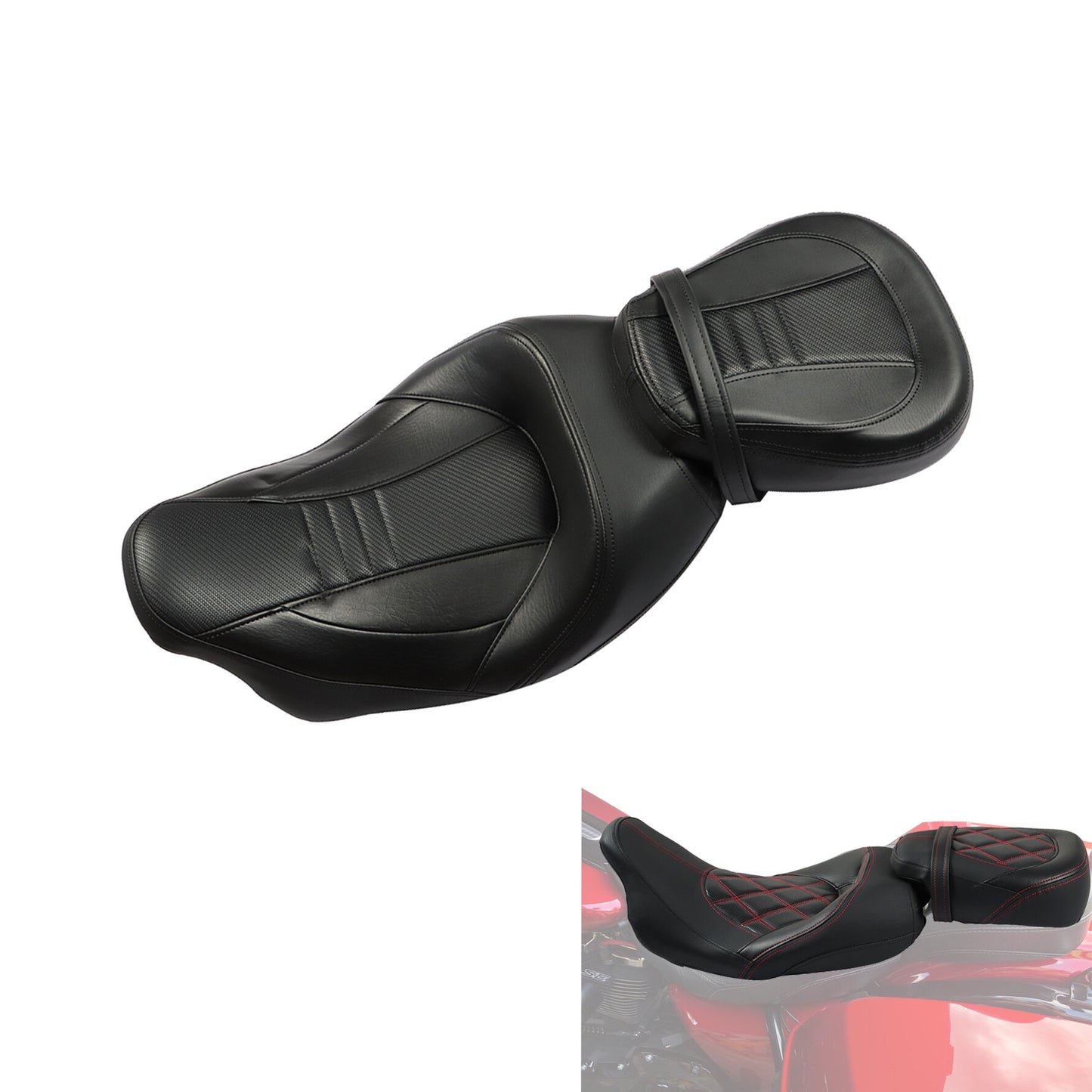 LABLT Motorcycle Complete Rider Passenger Seat Driver Seat Rider Pillion Replacement for 2009-2022 CVO Touring Road King Road Glide Street Glide Electra Glide FLTR BLK T08 Black