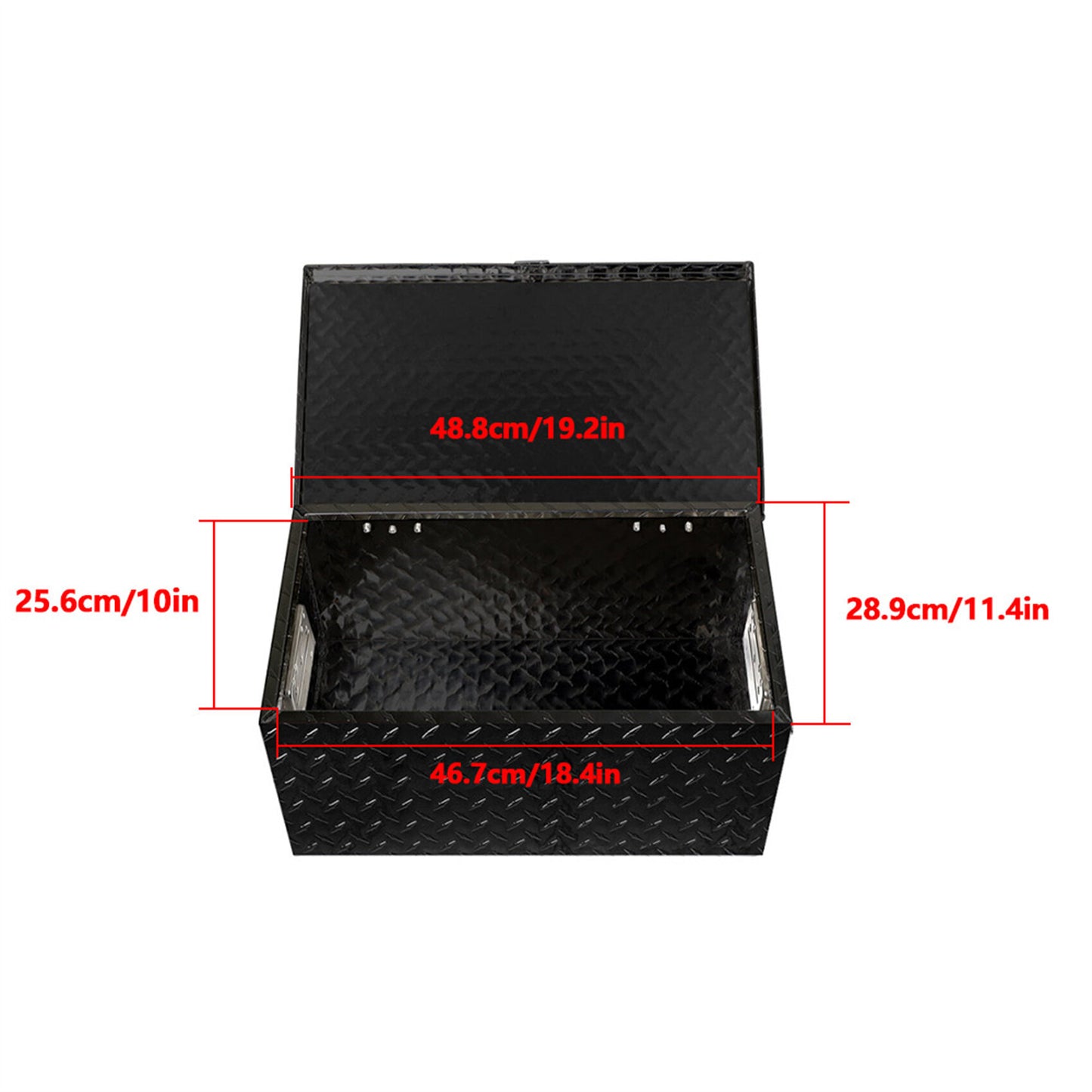 LABLT 20 Inch Black Aluminum Diamond Plate Tool Box Organizer with Side Handle and Lock Keys Black