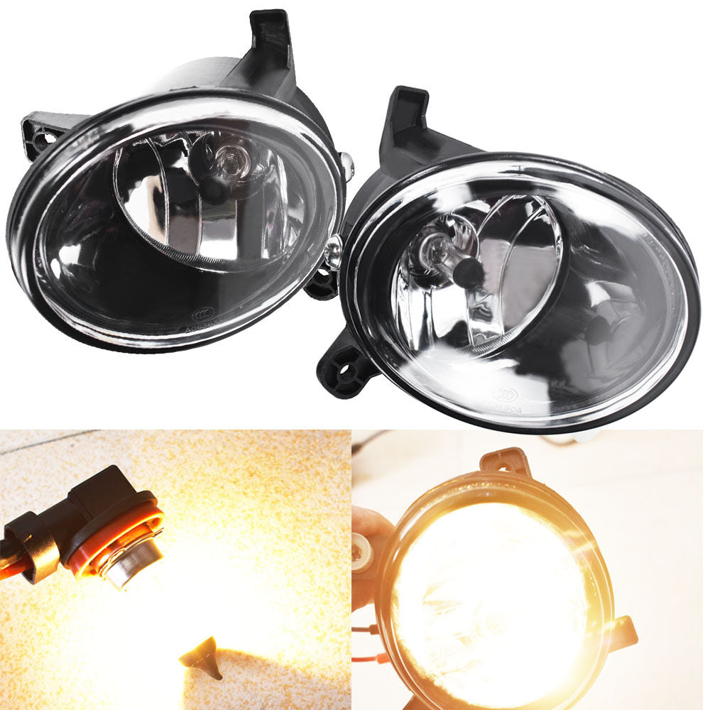 Clear Lens Fog Light Driving Lamp+Bulb Replacement for 2009-2012 Audi A4 S4 B8 Sedan (One Pair, Left + Right)