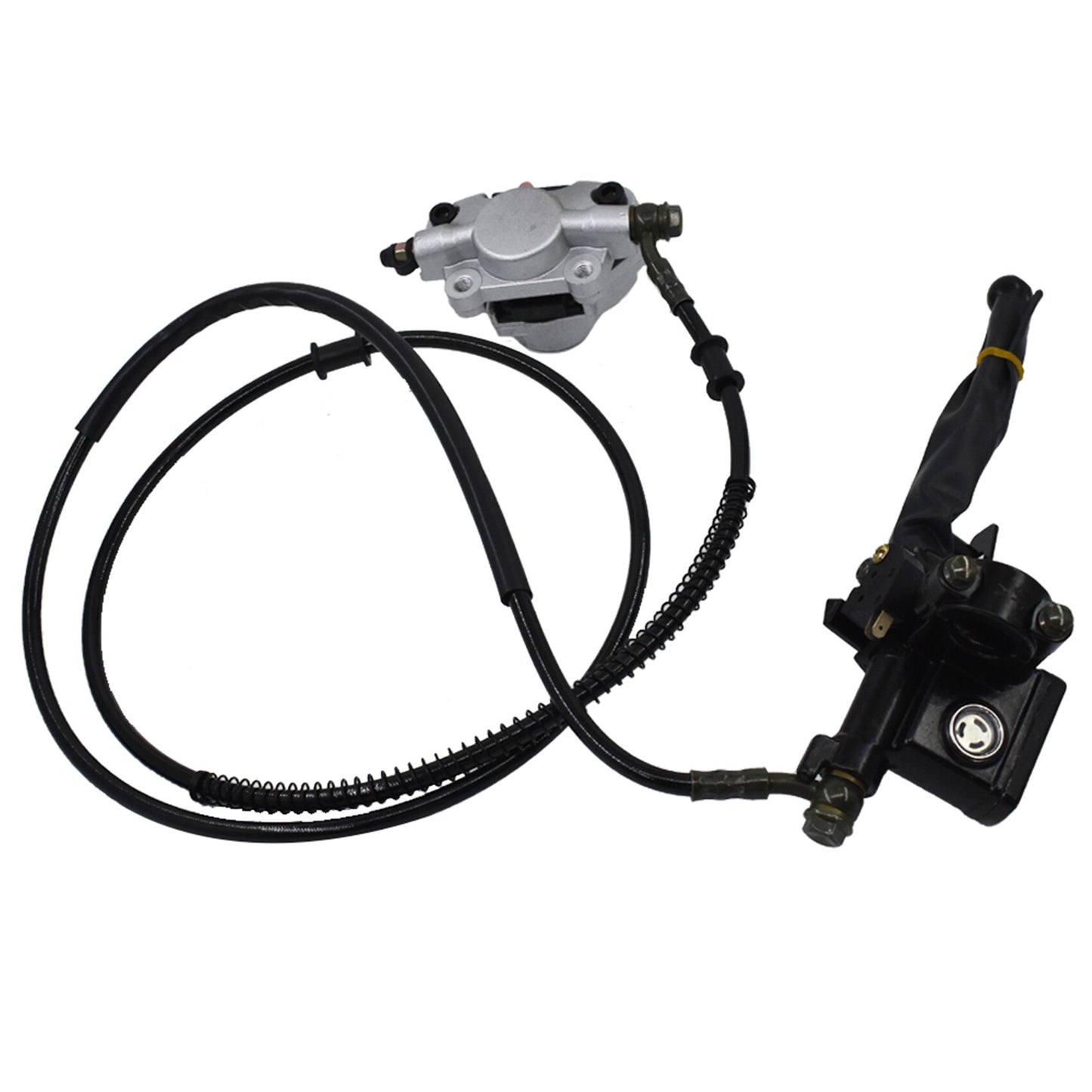 LABLT Motorcycle Hydraulic Rear Disc Brake Caliper Master Cylinder System w/ Pad Replacement for 150cc 250cc Quad Dirt Bike ATV