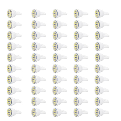 50 PCS T10 8-SMD Cool White Wedge Interior LED Light Bulb W5W 192 194 158 168 2825