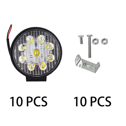 10-Piece 4" 27W Round LED Work Lights Pod Spot Beam Offroad Fog Driving Light 12V Fit for Off Road Vehicles SUV Trucks UTE ATV Engineering Vehicles