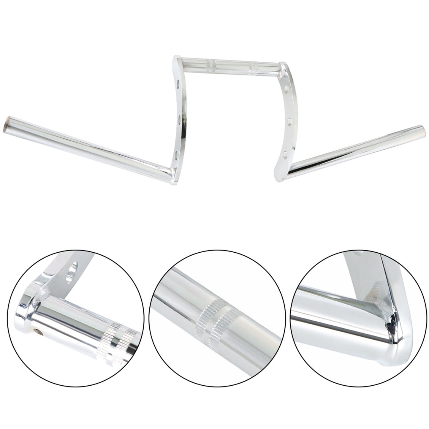 LABLT Motorcycle 7/8 Z-Bar Handlebars Drag Bars Length 660mm Diameter 22mm Hand Bars Universal Replacement for Suzuki Kawasaki Honda Yamaha Touring Dyna Softail Chrome
