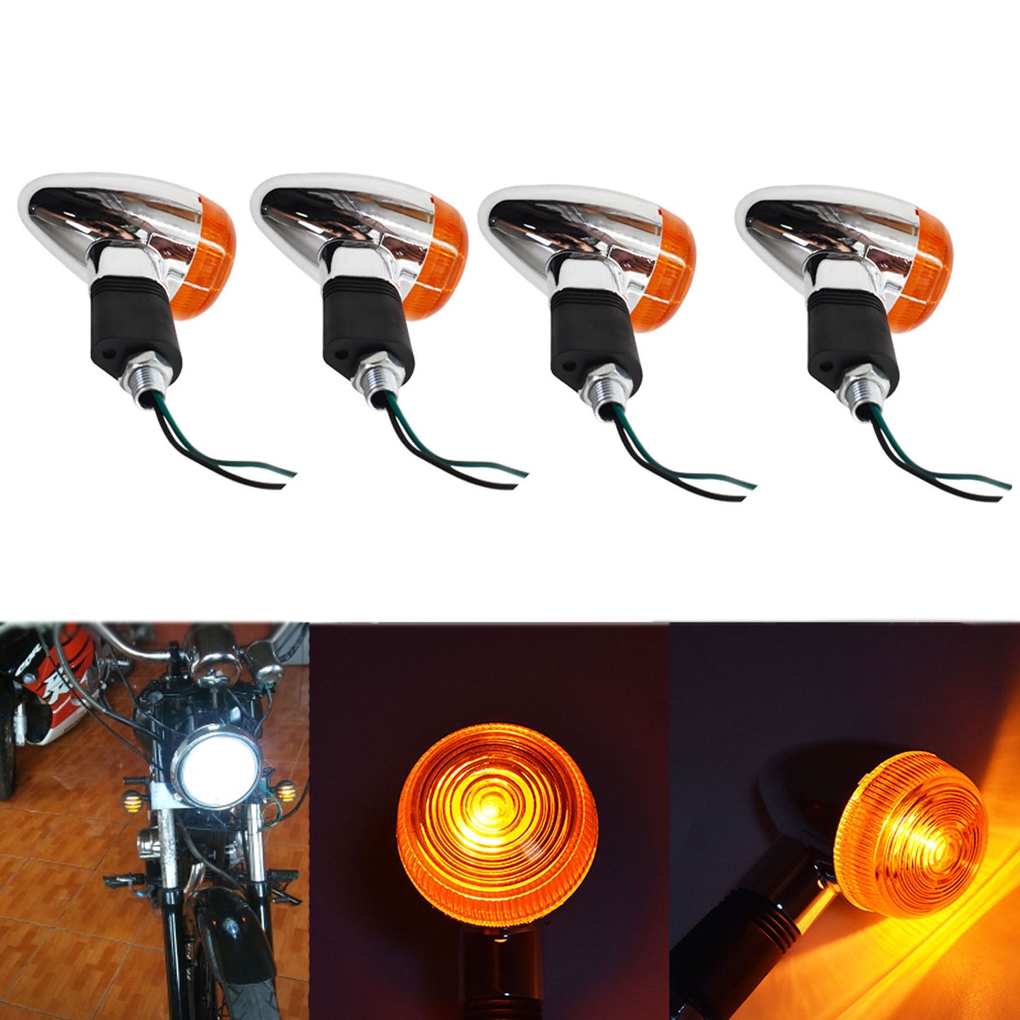 2 Pairs Turn Signal Lights 10mm 12V Replacement for Honda Suzuki Yamaha