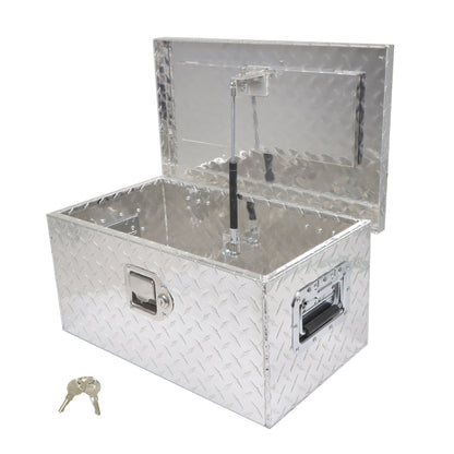 LABLT 20 Inch Aluminum Diamond Plate Tool Box Organizer Silver With Lock Key