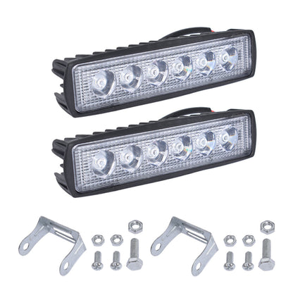 2 Pieces 18W 6 inch Flood LED Light Bar Off Road Lighting Fit for SUV UTV ATV Motocycle Truck Boat