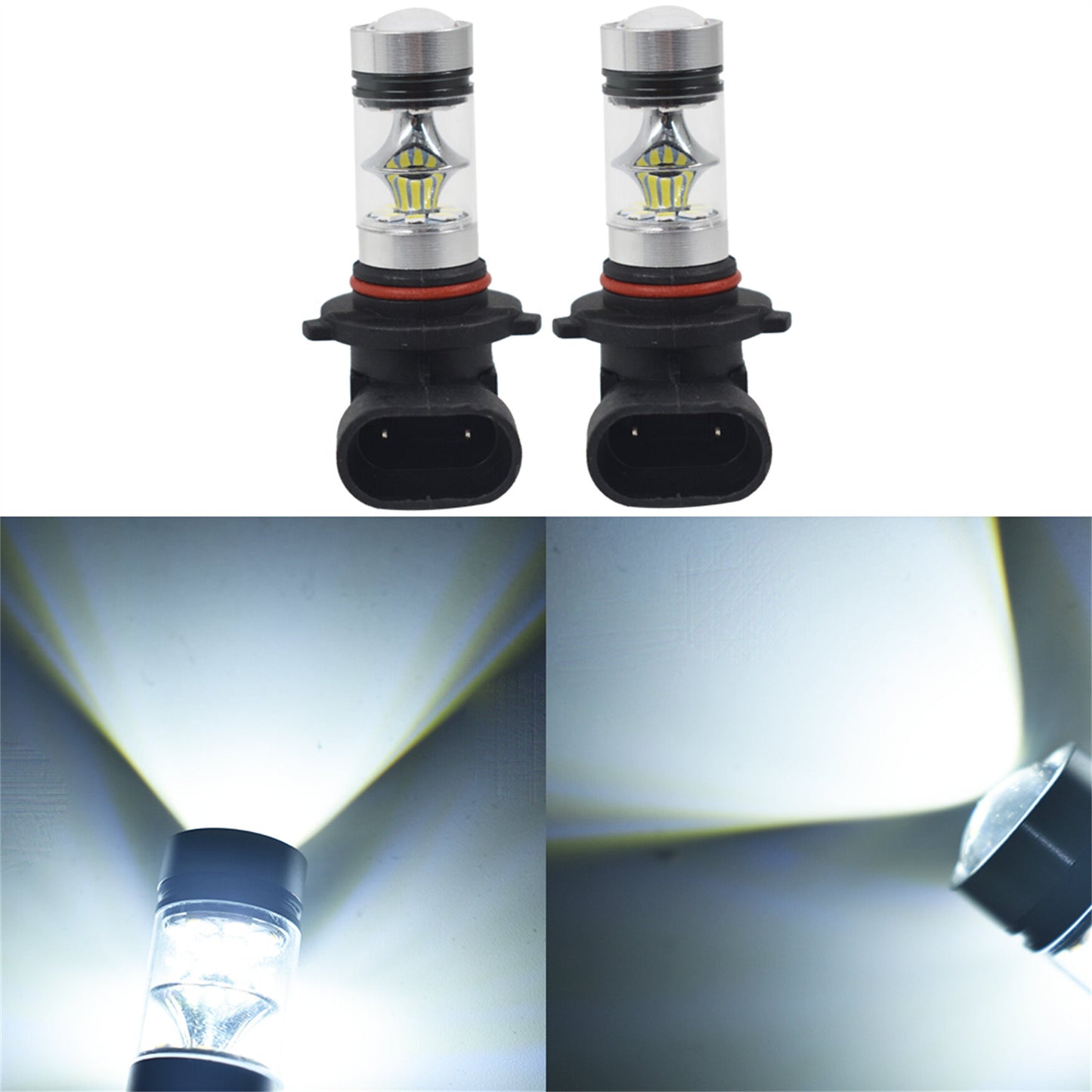 2 x H10 9145 LED Fog Lights Bulbs 100W Extremely Bright 6000K White Fog Light Lamp Bulb Driving Projector DRL Bulbs