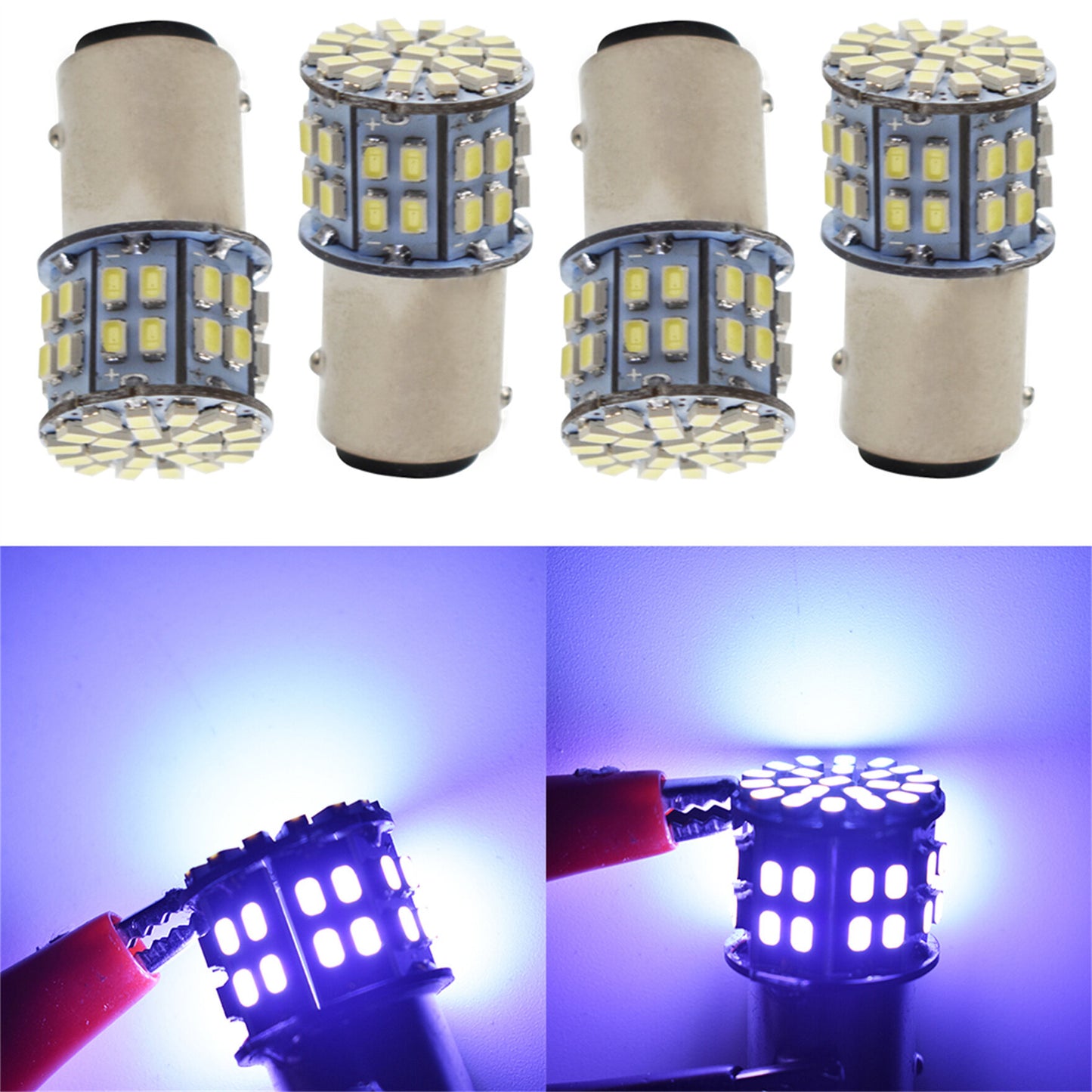 Pack of 4 1157 BAY15D LED Bulb P21/5W Car Reverse Rear Turn Signal Parking Light 50 SMD 3014 White Lamp 6000K 12V Non-canbus