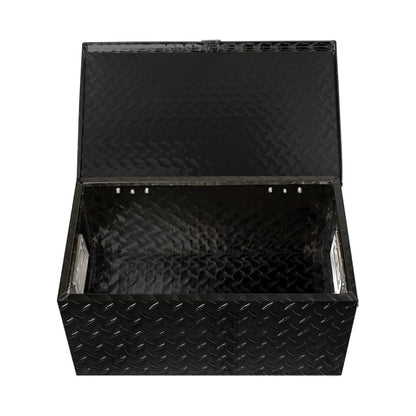 LABLT 20 Inch Black Aluminum Diamond Plate Tool Box Organizer with Side Handle and Lock Keys Black