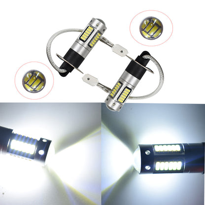 H3 LED Fog Light Bulbs 30-SMD 4014 6000K 800LM Cool White Extremely Bright - Pack of 2