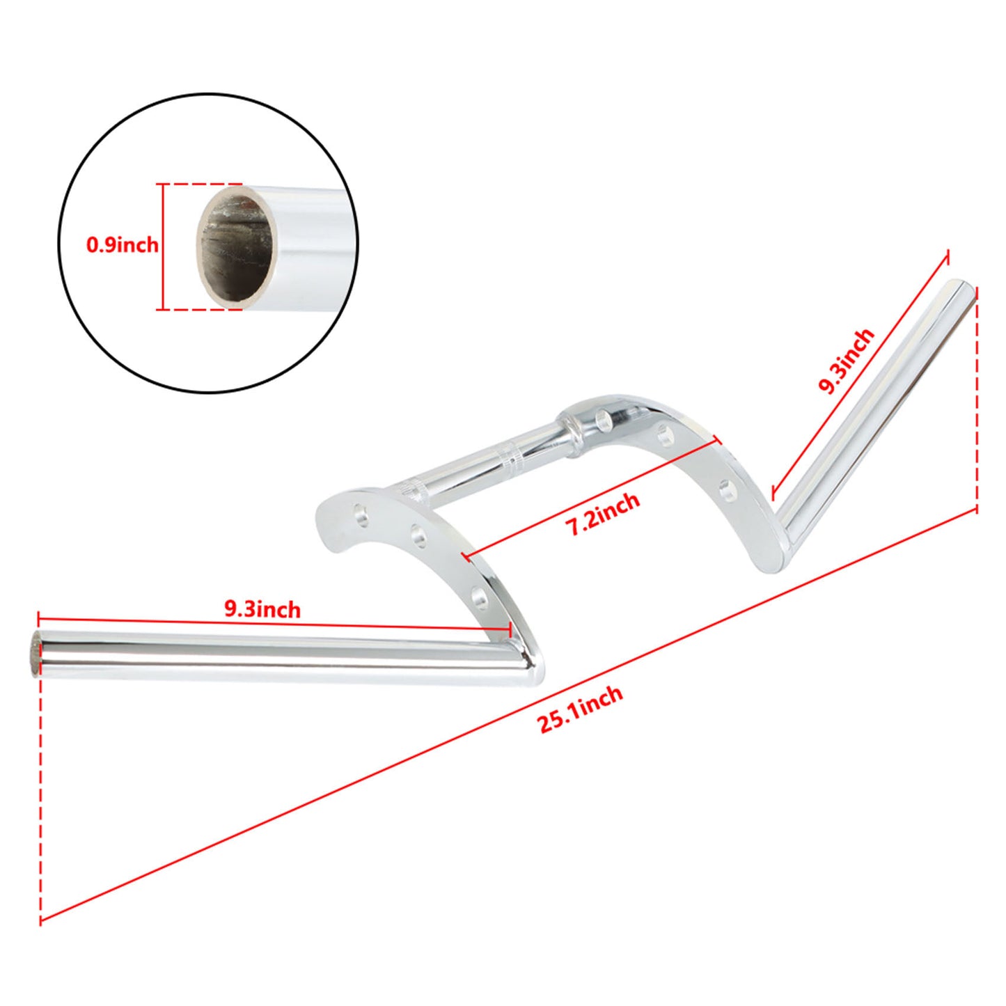 LABLT Motorcycle 7/8 Z-Bar Handlebars Drag Bars Length 660mm Diameter 22mm Hand Bars Universal Replacement for Suzuki Kawasaki Honda Yamaha Touring Dyna Softail Chrome