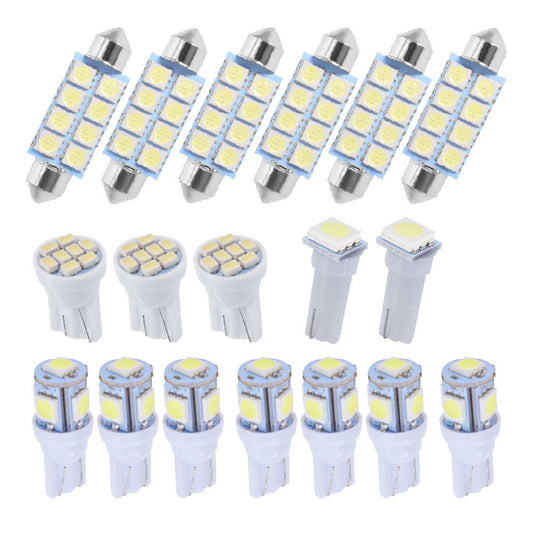 18PCS White LED Interior License Light Package Kit for Interior, Dome, Map, Door, Courtesy, Cargo, License Plate Lights