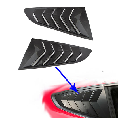 LABLT 2Pcs 1/4 Side Black Window Louvers Sun Shade Shield Replacement for Ford Mustang 2015-2020