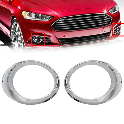 RH Passenger Side LH Driver Side Chrome Fog Light Cover Grille Bezel Trim Ring Replacement for Ford Fusion Mondeo 2013-2016