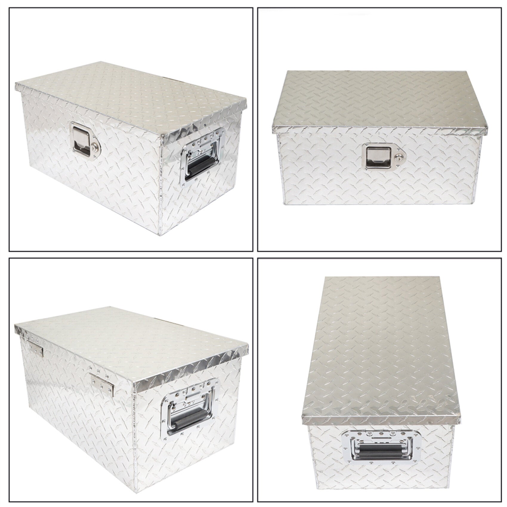 LABLT 20 Inch Aluminum Diamond Plate Tool Box Organizer Silver With L ...