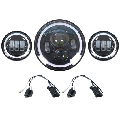 LABLT Motorcycle 7in Halo Headlight & 4.5in Fog Headlight LED Headlight