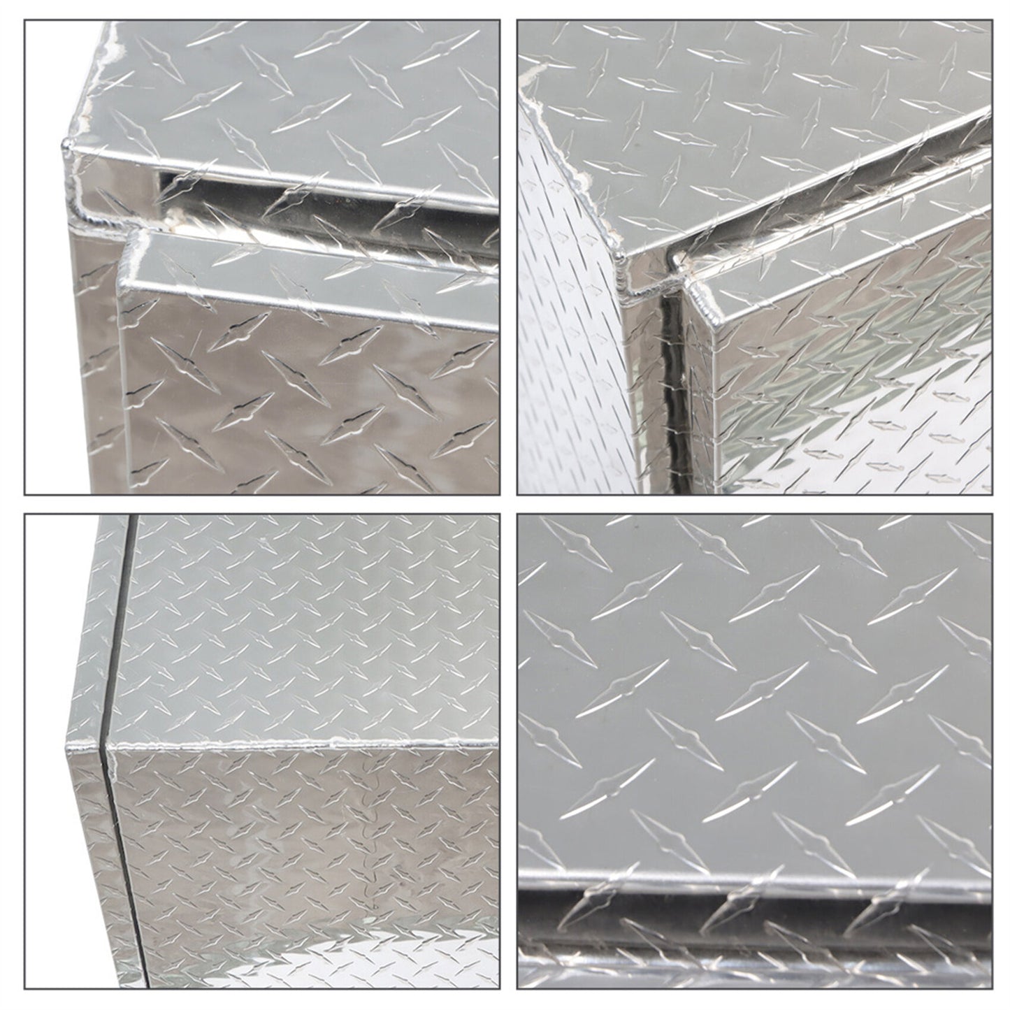 LABLT 24 Inch Silver Aluminum Diamond Plate Tool Box Organizer With Lock Key Replacement for Pick Up Truck Bed