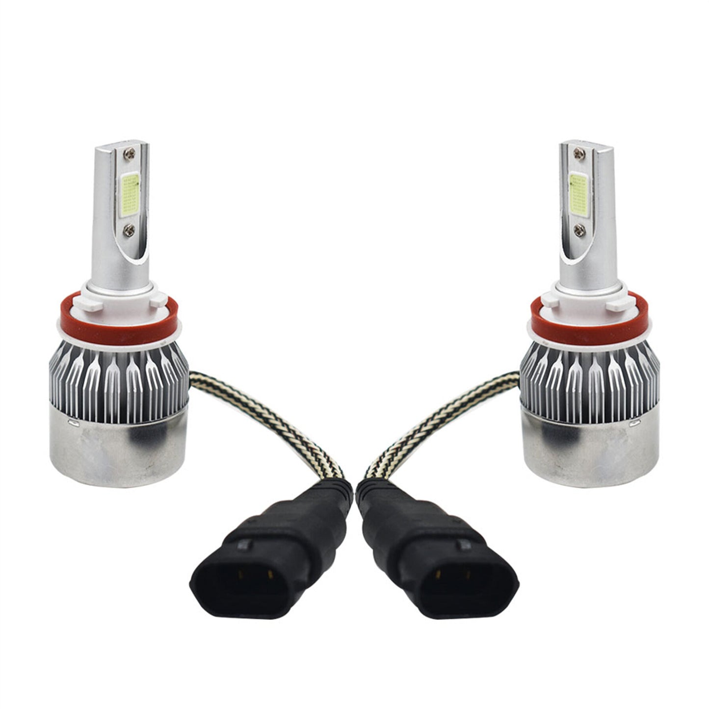 2 Pcs New H8 H9 H11 H16 8000K Ice Blue COB LED Headlight Bulbs High Low Beam Fog Light DRL Bulbs Kit