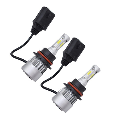 2 PCS HB5 9007 High Power COB Chipset 8000Lm 6500K Xenon White LED Headlight Bulbs for Replacing High Low Beam Halogen Headlamp All-in-One Conversion Kits