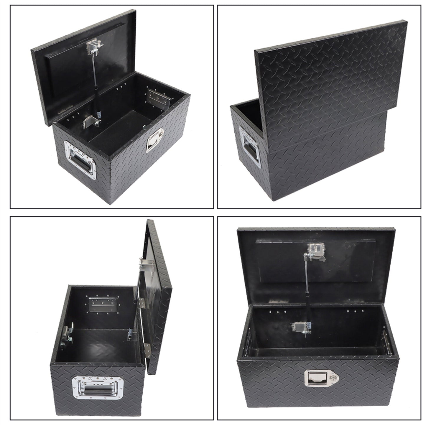 LABLT 20 Inch Black Aluminum Diamond Plate Tool Box Organizer With Lock Key