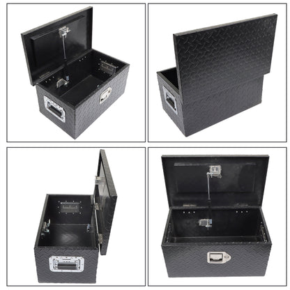 LABLT 20 Inch Black Aluminum Diamond Plate Tool Box Organizer With Lock Key