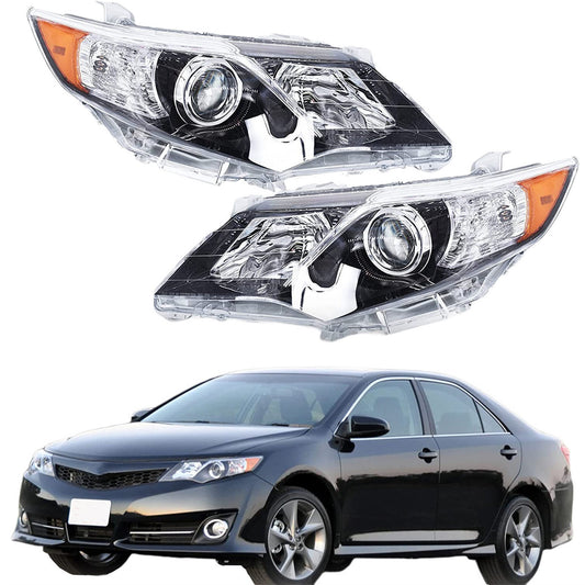 Headlamp Assembly Projector Headlight Black Heavy Duty Polycarbonate Replacement for 2012-2014 Toyota Camry