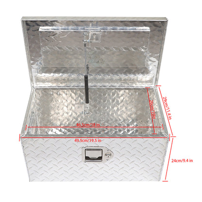 LABLT 20 Inch Aluminum Diamond Plate Tool Box Organizer Silver With Lock Key