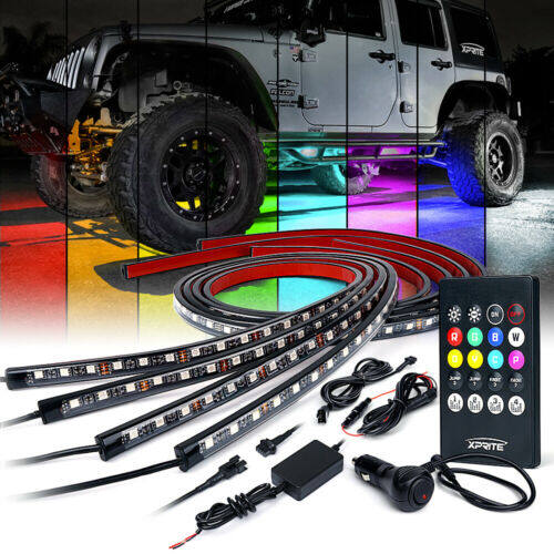 LABLT 4PCS Led RGB Music Atmosphere Strip Light Car Interior LED Strip Replacement for Automobile Truck SUV Pickup