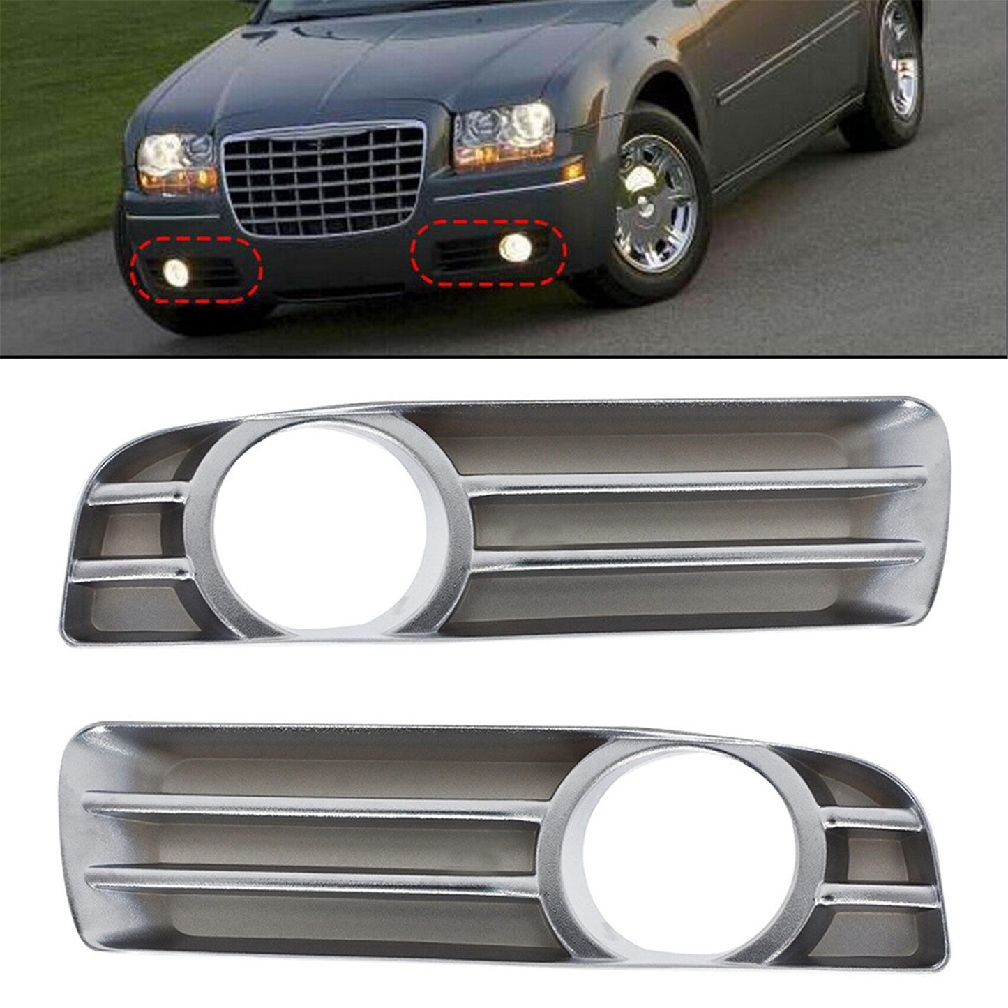 Chrome Front Bumper Fog Light Driving Lamp Trim Cover for Chrysler 300 2005-2010