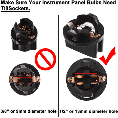 LABLT 10PCS 13mm T10 158 161 194 2821 2823 2825 2827 W5W 912 Wedge 13mm hole 2496279 2973932 Instrument Panel LED Light Base Socket Holder