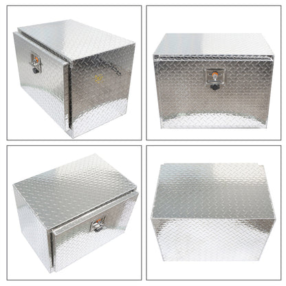 LABLT 24 Inch Silver Aluminum Diamond Plate Tool Box Organizer With Lock Key Replacement for Pick Up Truck Bed