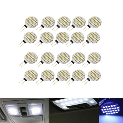 20 PCS Pure White G4 Base 3528 24-SMD Disc Shape Side Pin LED DC 12V for Home Reading Auto Car RV Camper Marine Boat Crystal Light Bulbs