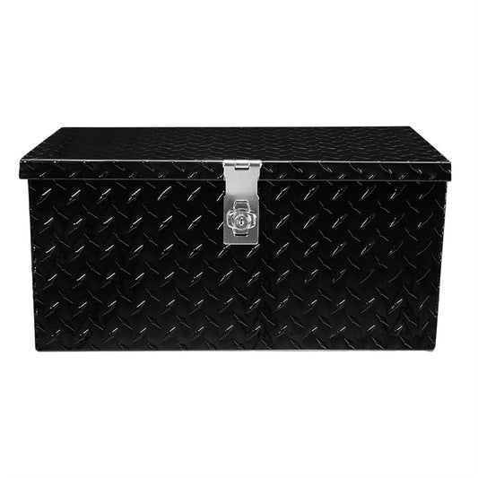 LABLT 20 Inch Black Aluminum Diamond Plate Tool Box Organizer with Side Handle and Lock Keys Black