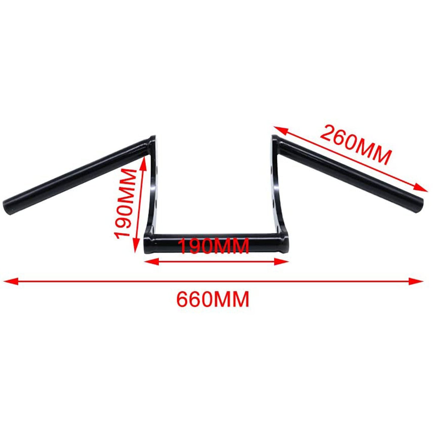 LABLT Motorcycle 1 Z-Bar Handlebars Drag Bars Length 660mm Diameter 25mm Hand Bars Universal Replacement for Suzuki Kawasaki Honda Yamaha Touring Dyna Softail Black