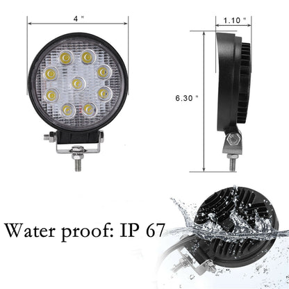 20x 4inch 27W Round LED Work Lights Pod SPOT Beam Offroad Fog Driving Light 12V Fit for Off Road Vehicles SUV Trucks UTE ATV Engineering Vehicles