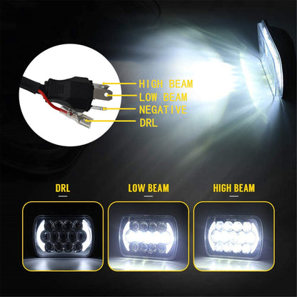 105W 5x7 7x6 Inch LED Headlight High Low Beam Halo DRL Replacement for Jeep Cherokee XJ YJ Package of 1pc