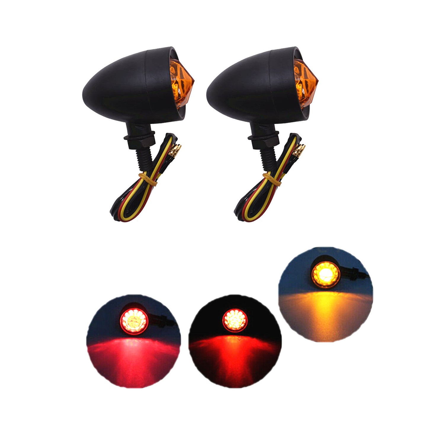 LABLT Diamond Lens Motorcycle LED Turn Signals Brake Running Tail Light Replacement for Dyna Road King Amber 12V