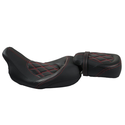 LABLT Motorcycle Complete Rider Passenger Seat Driver Seat Rider Pillion Replacement for 2009-2022 CVO Touring Road King Road Glide Street Glide Electra Glide FLTR BLK T08 Black Red